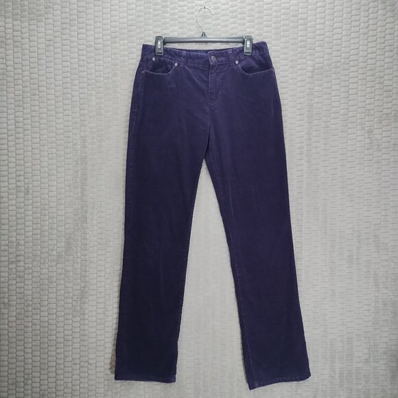 Talbots Dark Purple Straight Leg High Rise Corduroy-Heritage-Sz 8 - Picture 2 of 14